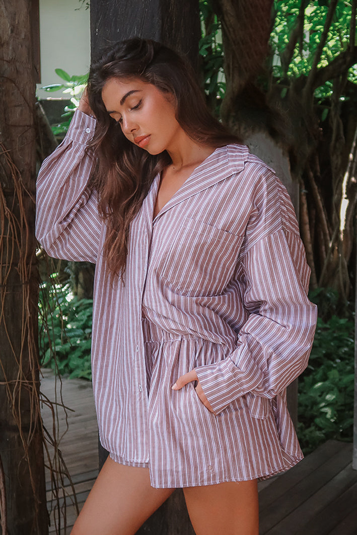 Mandy Shirt - Brown Stripe