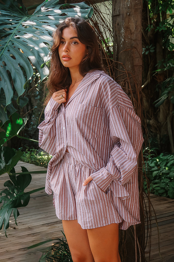Mandy Shirt - Brown Stripe